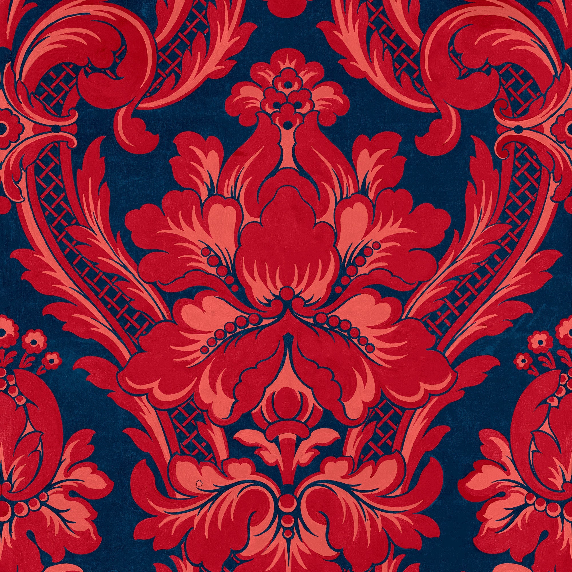 Venetian Damask Vermilion Damaskus Wallpaper by Coordonné