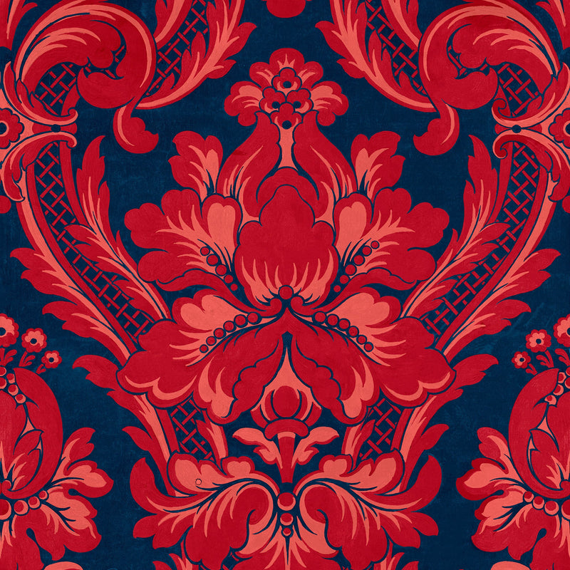 Venetian Damask Vermilion Damaskus Wallpaper by Coordonné