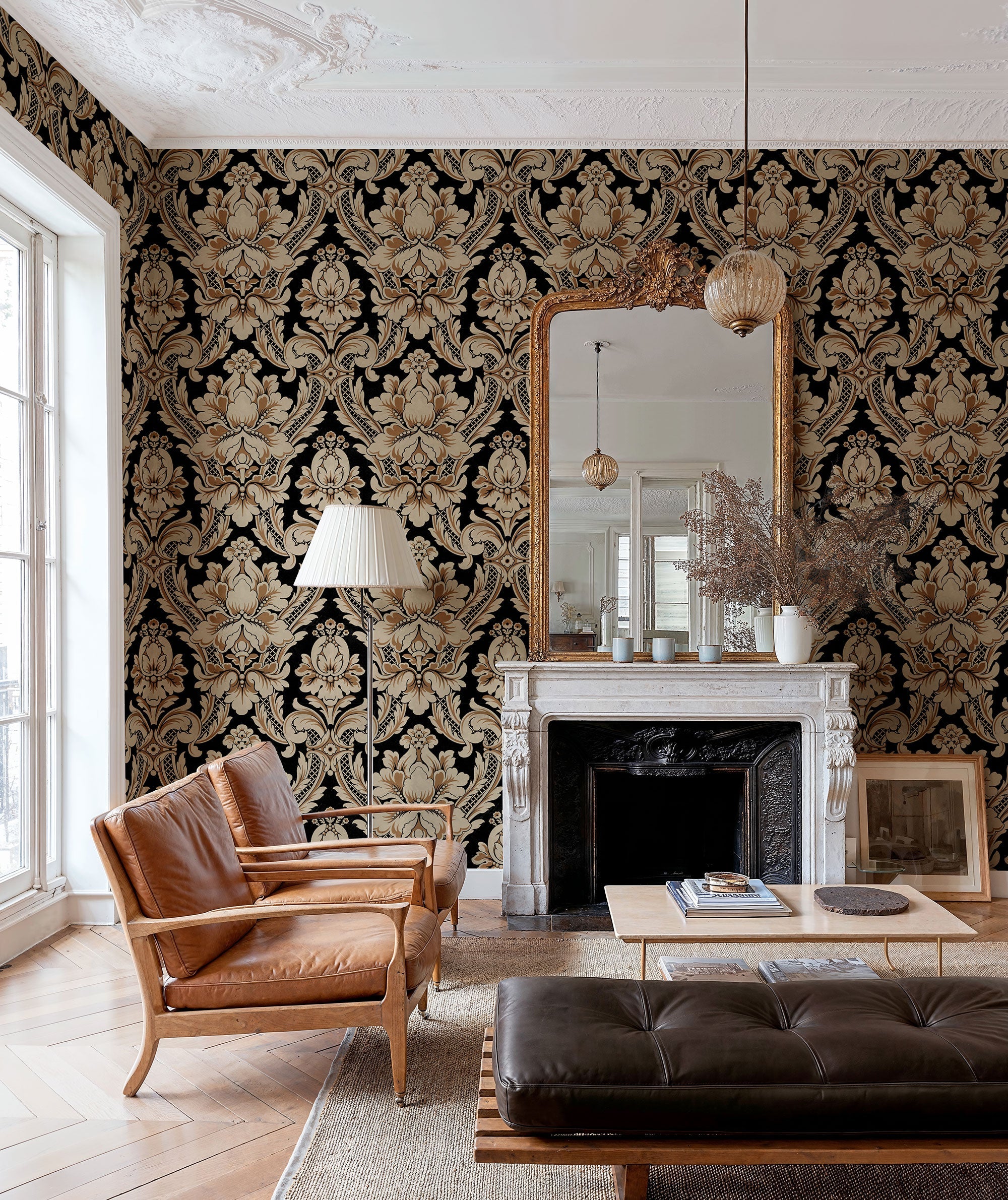 Venetian Damask Onyx Damaskus Wallpaper by Coordonné