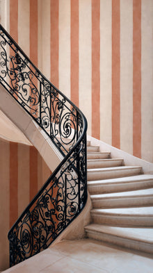 Florentine Stripe Peach Damaskus Wallpaper by Coordonné