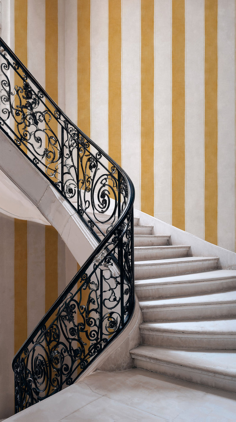 Florentine Stripe Mustard Damaskus Wallpaper by Coordonné