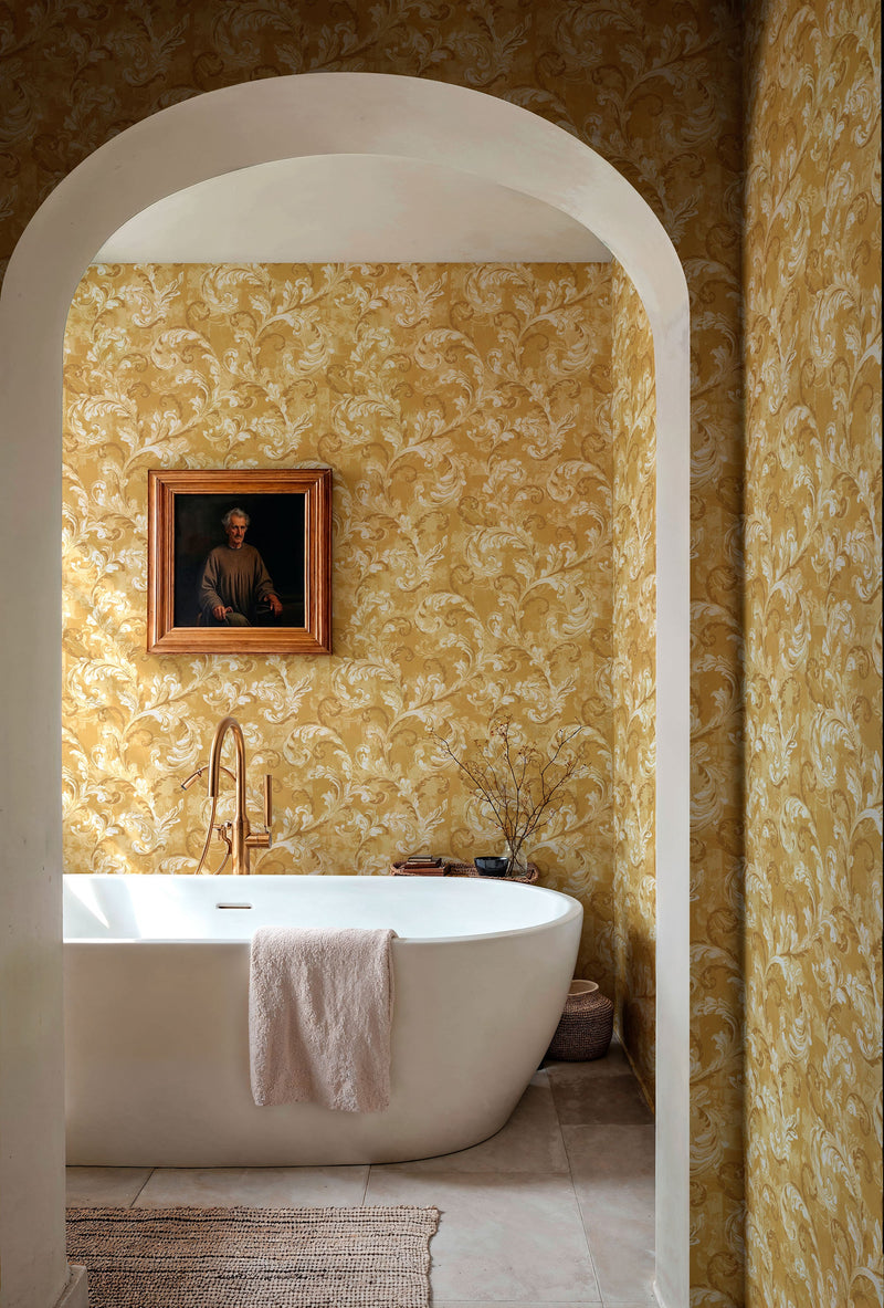 Byzantine Damask Mustard Damaskus Wallpaper by Coordonné