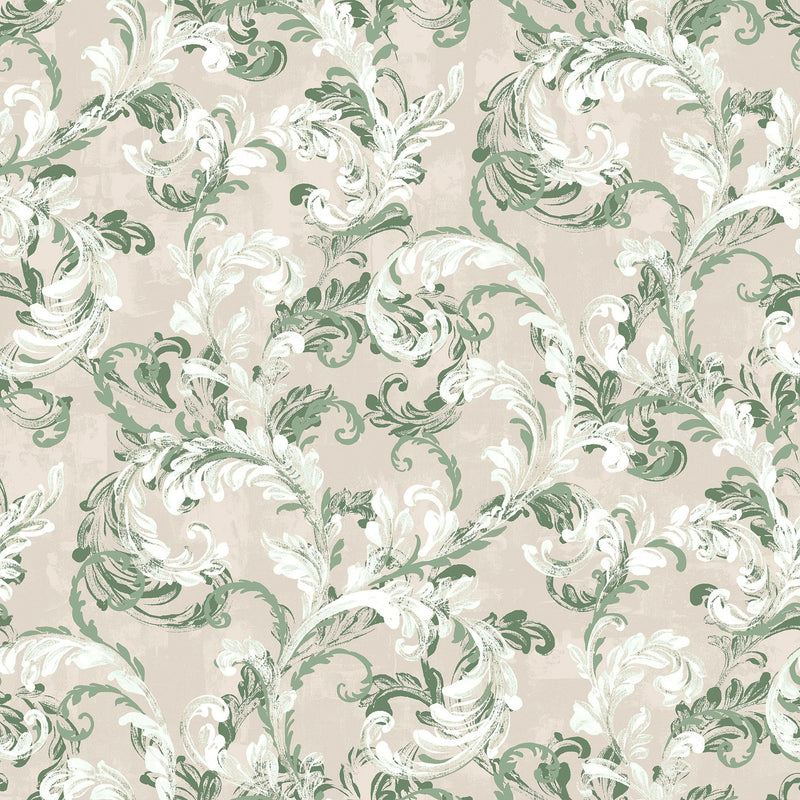 Byzantine Damask Sage Damaskus Wallpaper by Coordonné