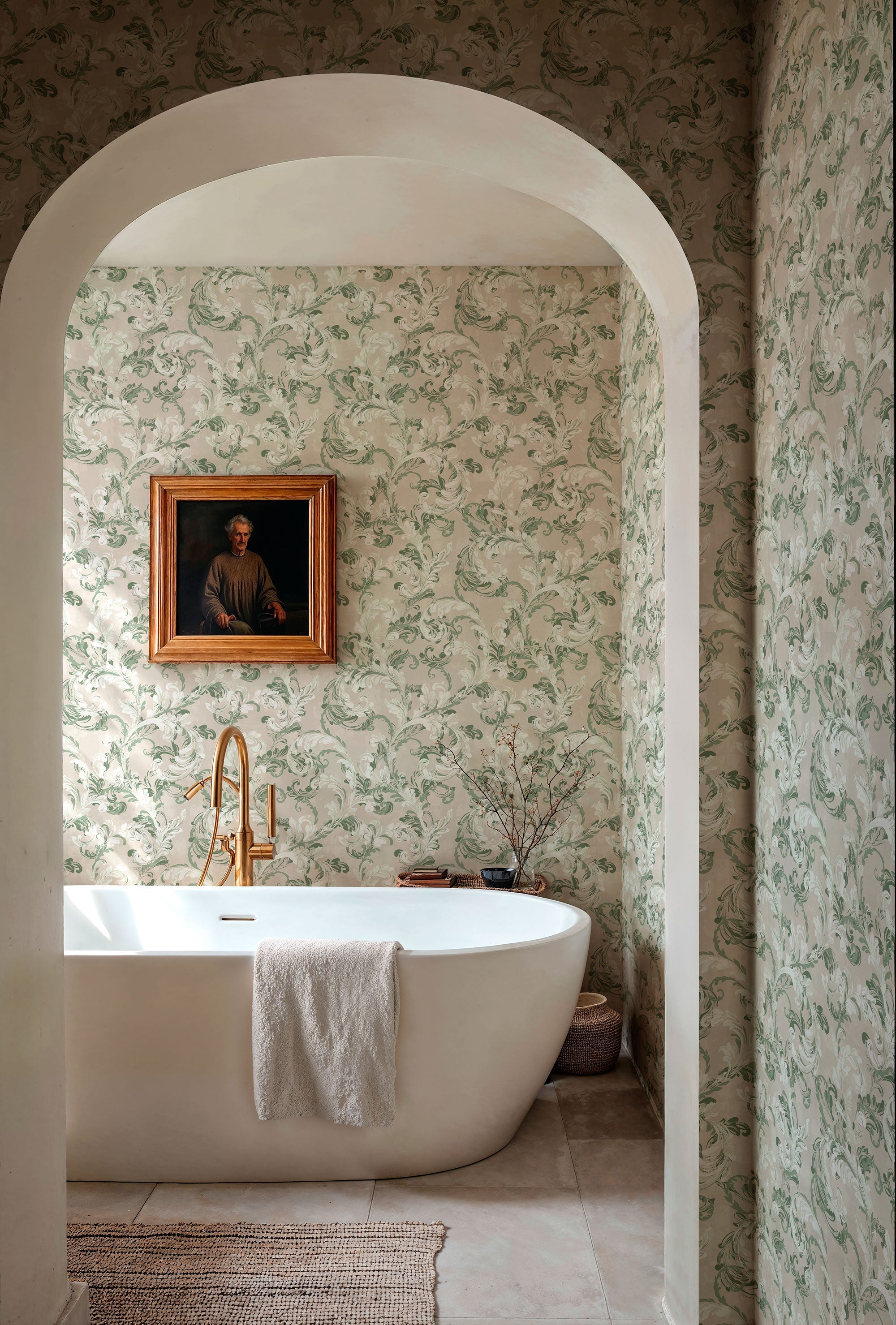 Byzantine Damask Sage Damaskus Wallpaper by Coordonné