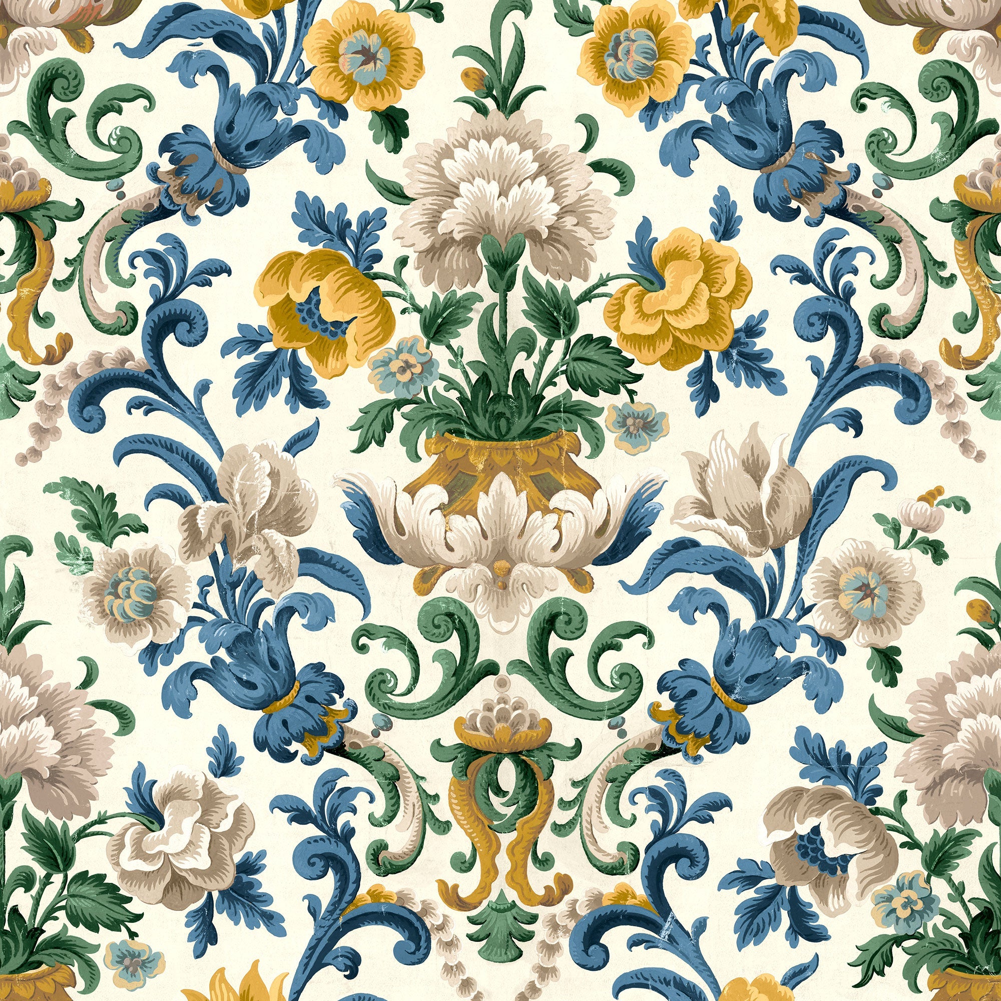 Aranjuez Damask Sapphire Damaskus Wallpaper by Coordonné