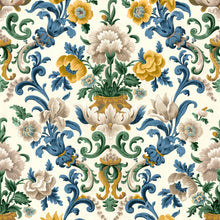 Aranjuez Damask Sapphire Damaskus Wallpaper by Coordonné