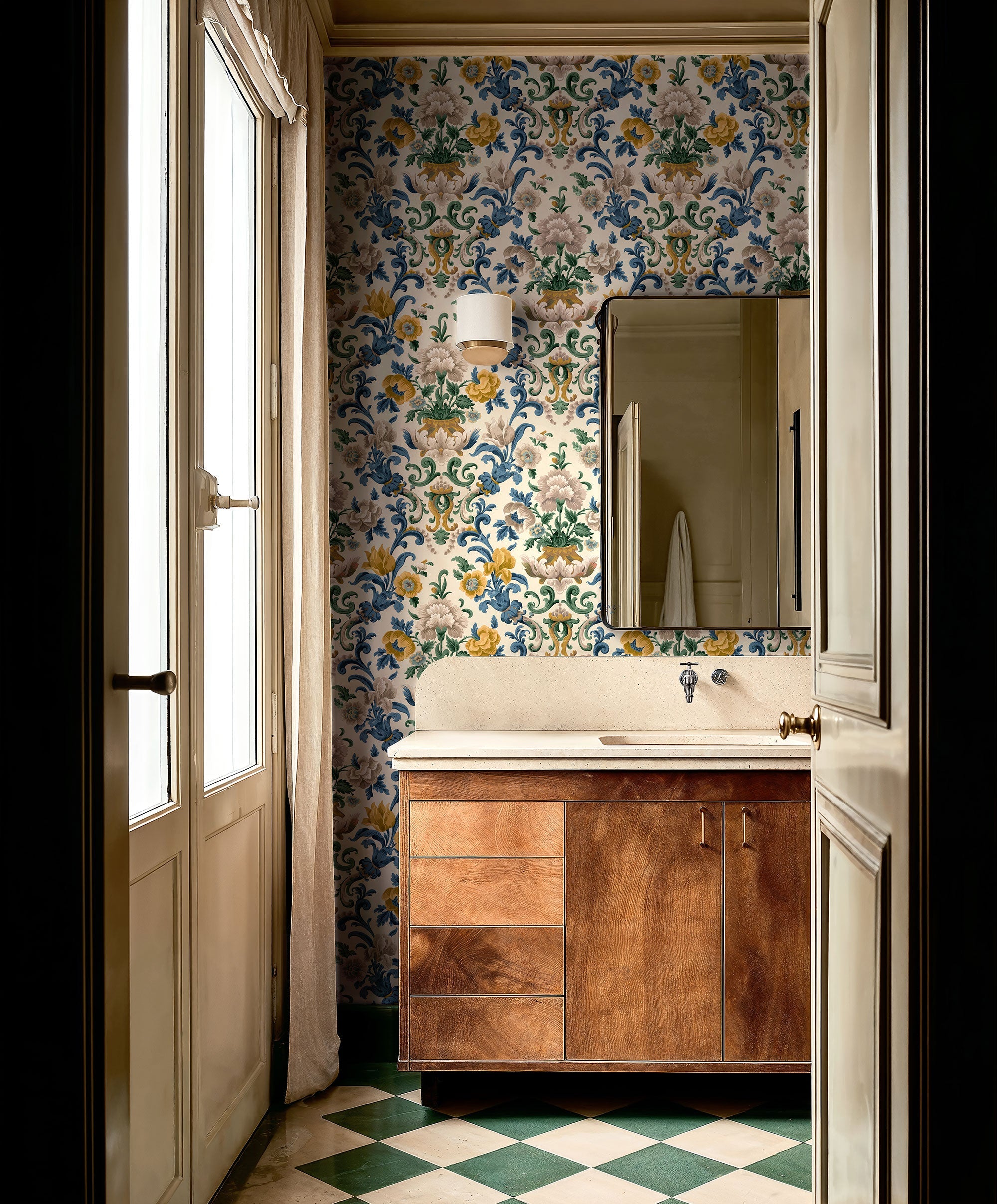 Aranjuez Damask Sapphire Damaskus Wallpaper by Coordonné