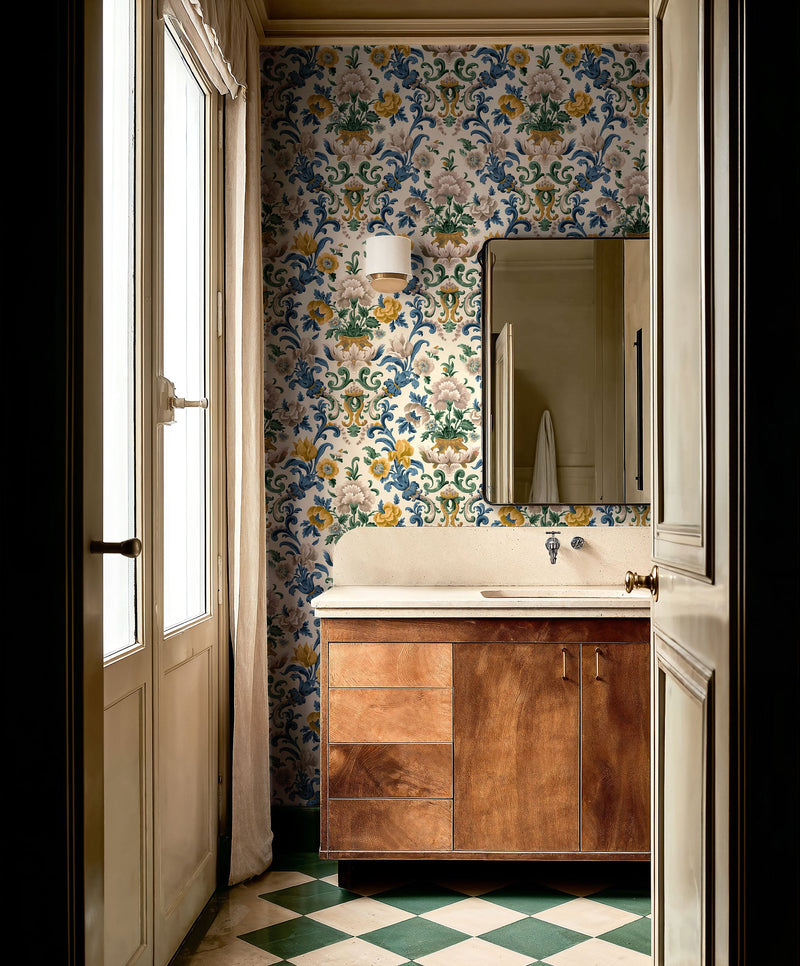 Aranjuez Damask Sapphire Damaskus Wallpaper by Coordonné
