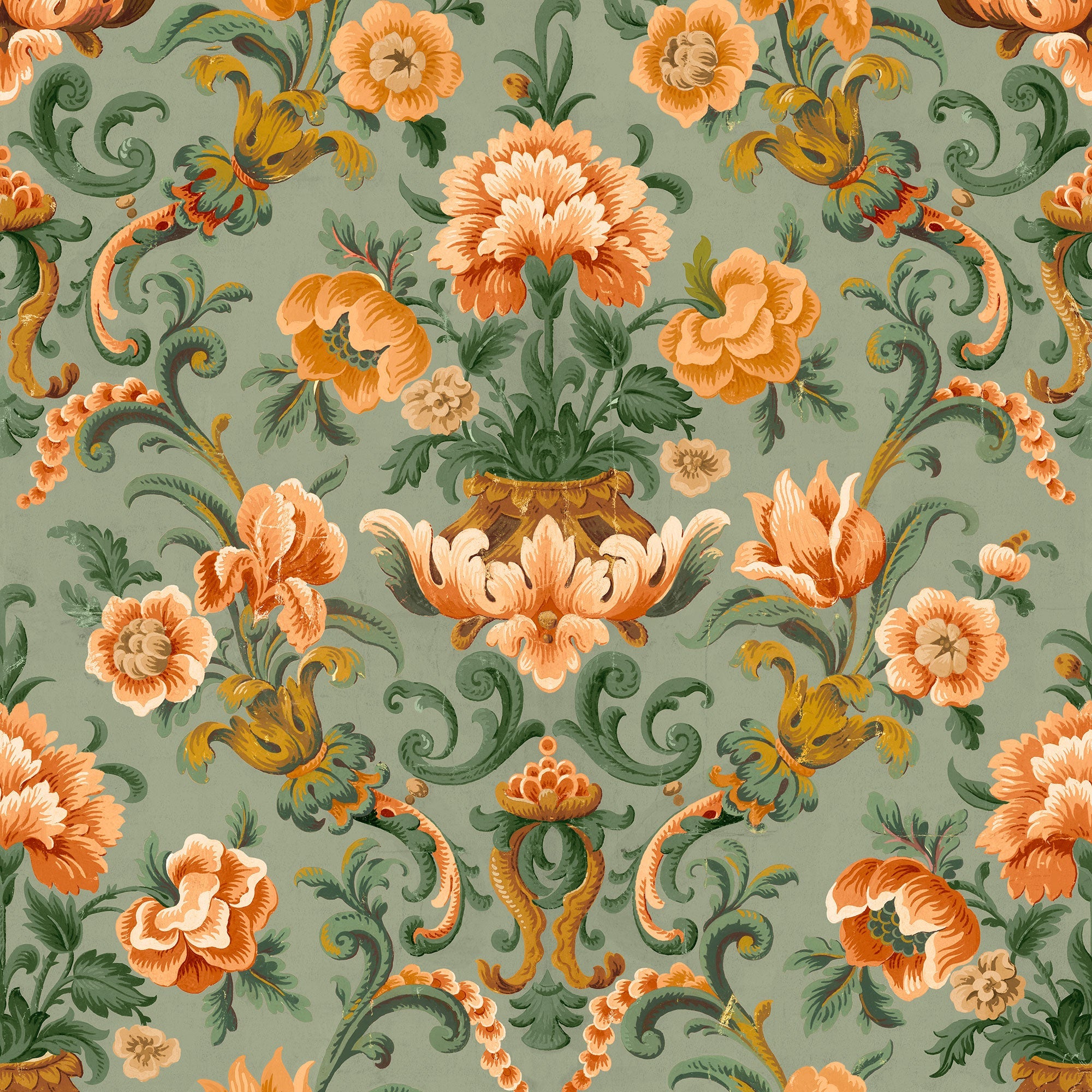 Aranjuez Damask Sage Damaskus Wallpaper by Coordonné