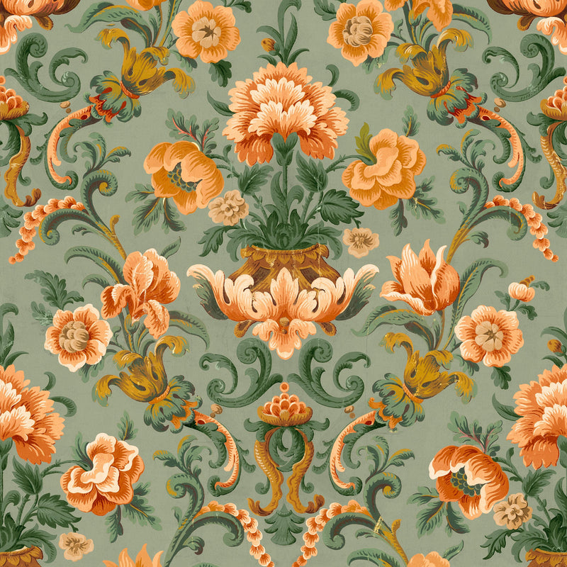 Aranjuez Damask Sage Damaskus Wallpaper by Coordonné