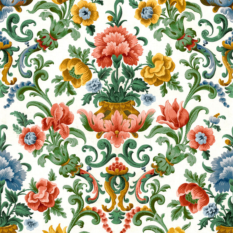 Aranjuez Damask Coral Damaskus Wallpaper by Coordonné
