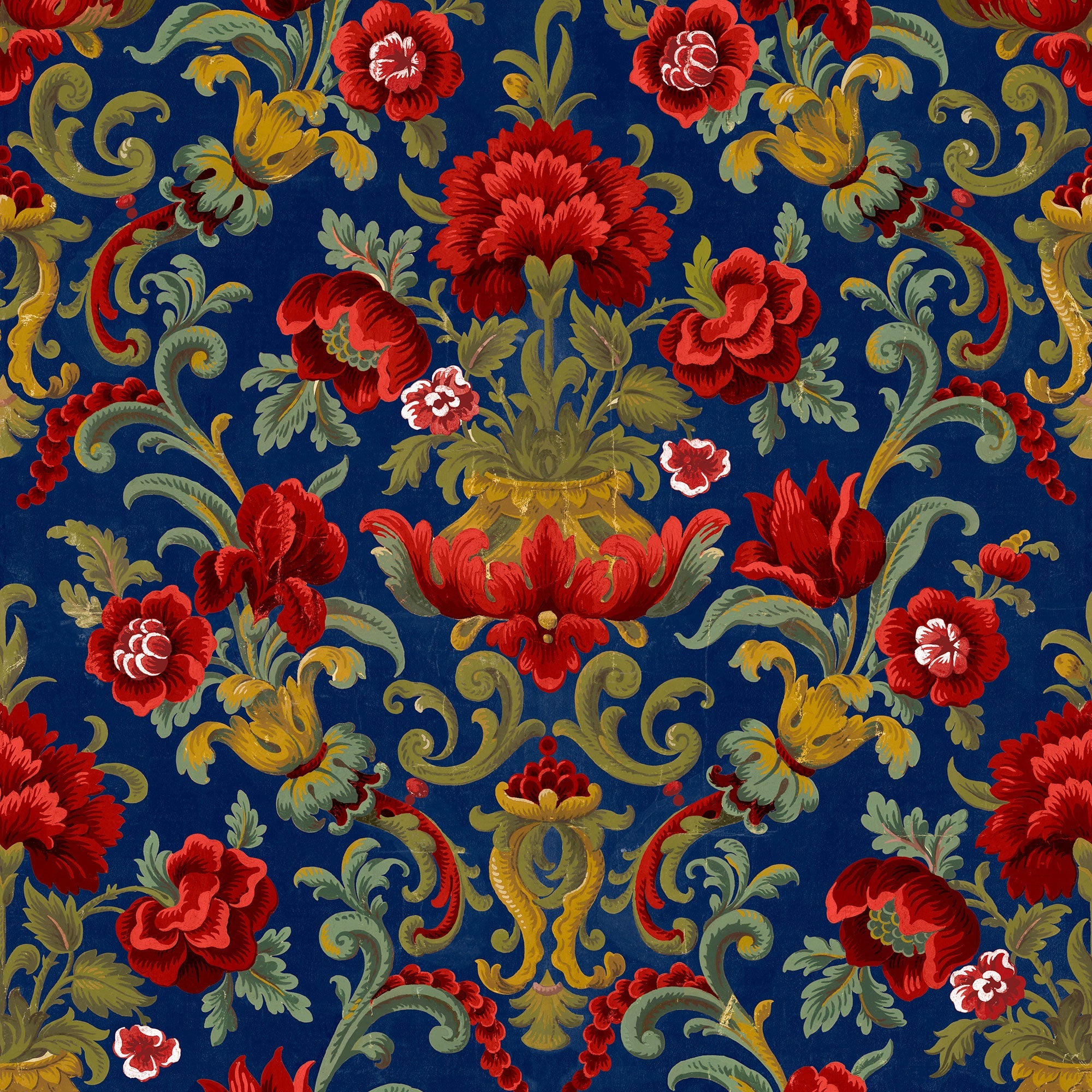 Aranjuez Damask Vermilion Damaskus Wallpaper by Coordonné