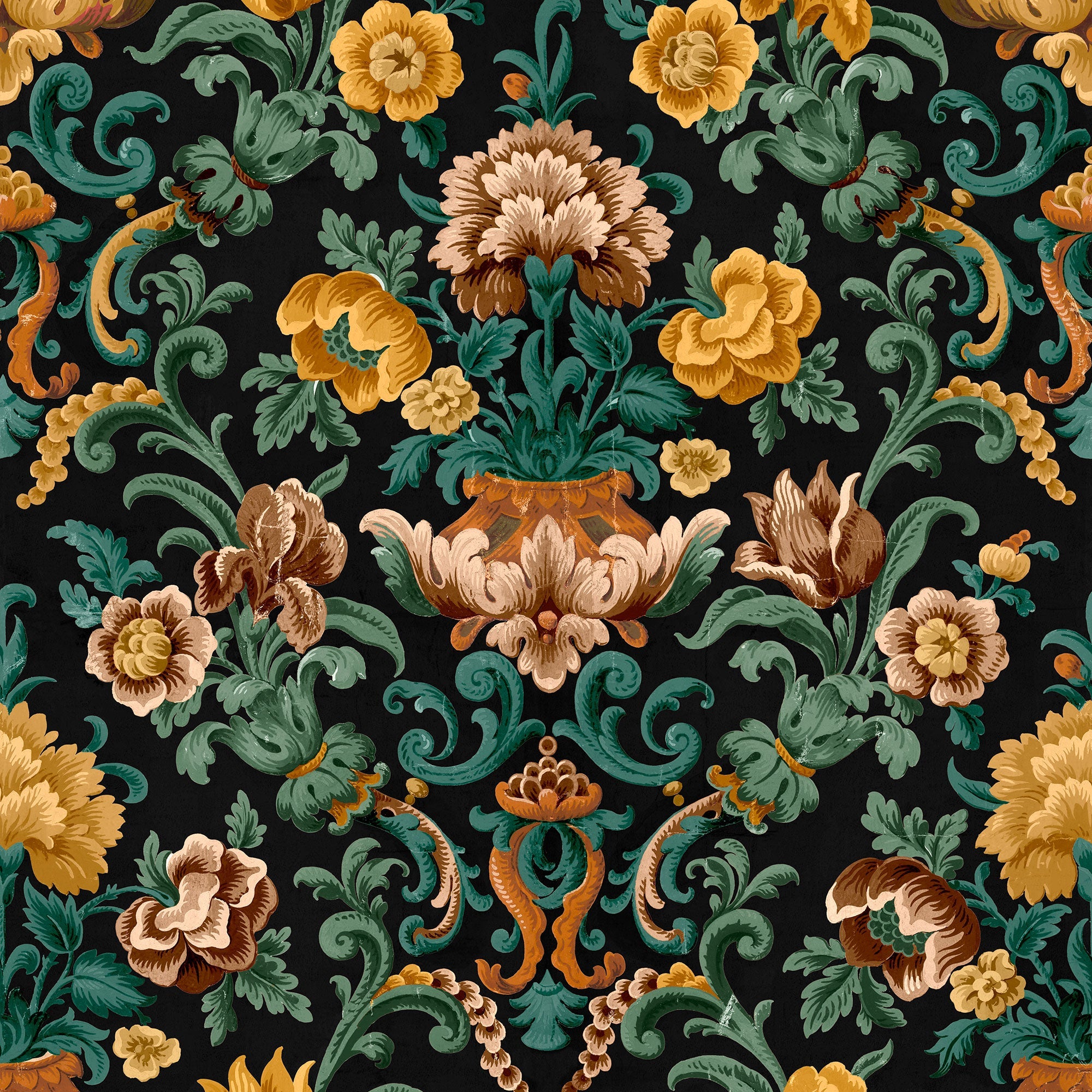 Aranjuez Damask Onyx Damaskus Wallpaper by Coordonné