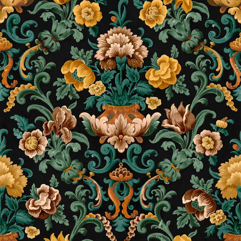 Aranjuez Damask Onyx Damaskus Wallpaper by Coordonné