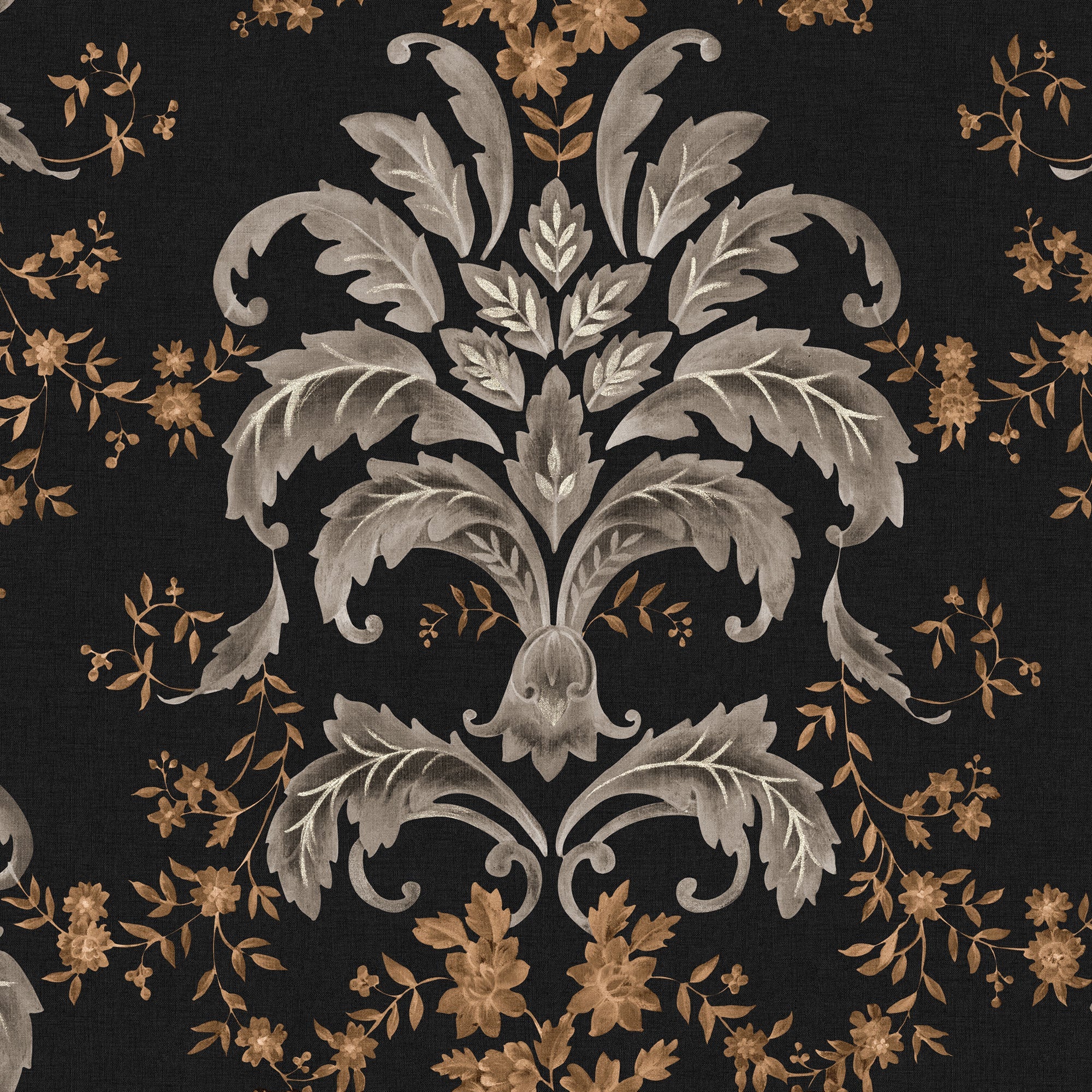 French Damask Onyx Damaskus Wallpaper by Coordonné