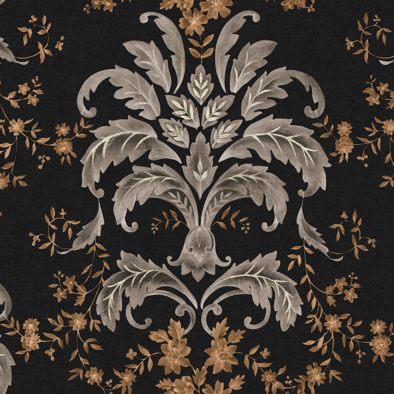 French Damask Onyx Damaskus Wallpaper by Coordonné
