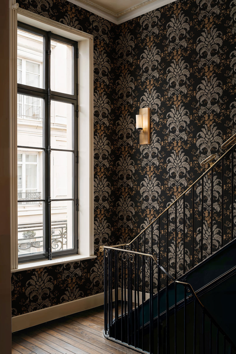 French Damask Onyx Damaskus Wallpaper by Coordonné