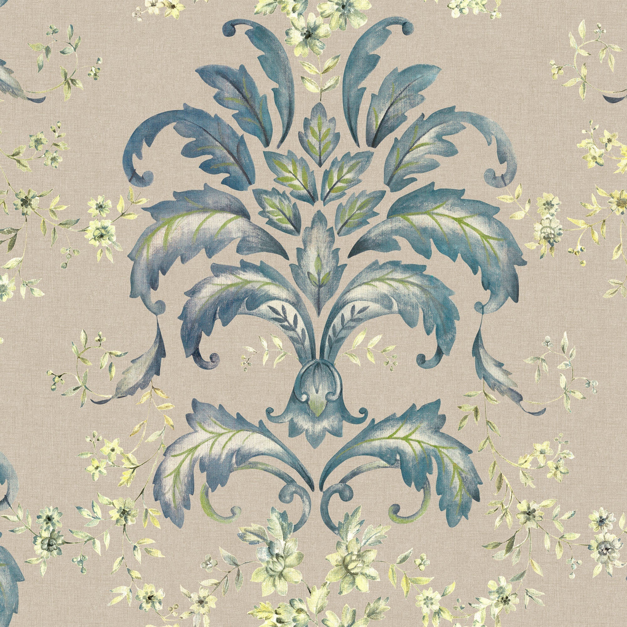French Damask Sapphire Damaskus Wallpaper by Coordonné