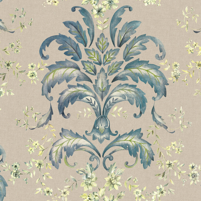 French Damask Sapphire Damaskus Wallpaper by Coordonné