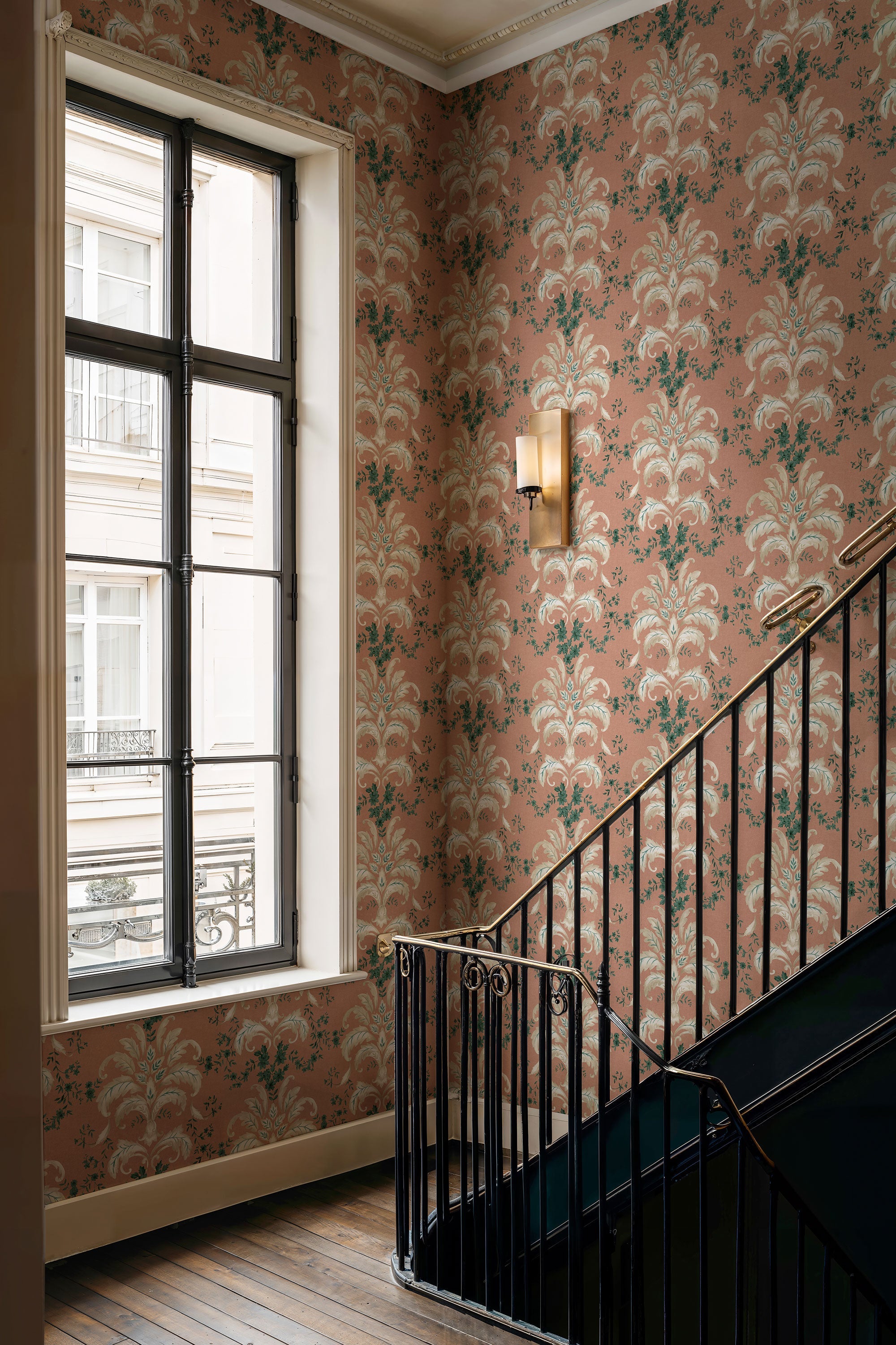 French Damask Peach Damaskus Wallpaper by Coordonné