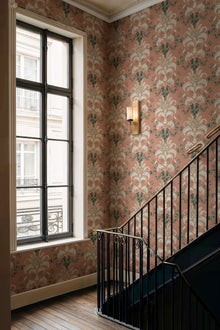 French Damask Peach Damaskus Wallpaper by Coordonné