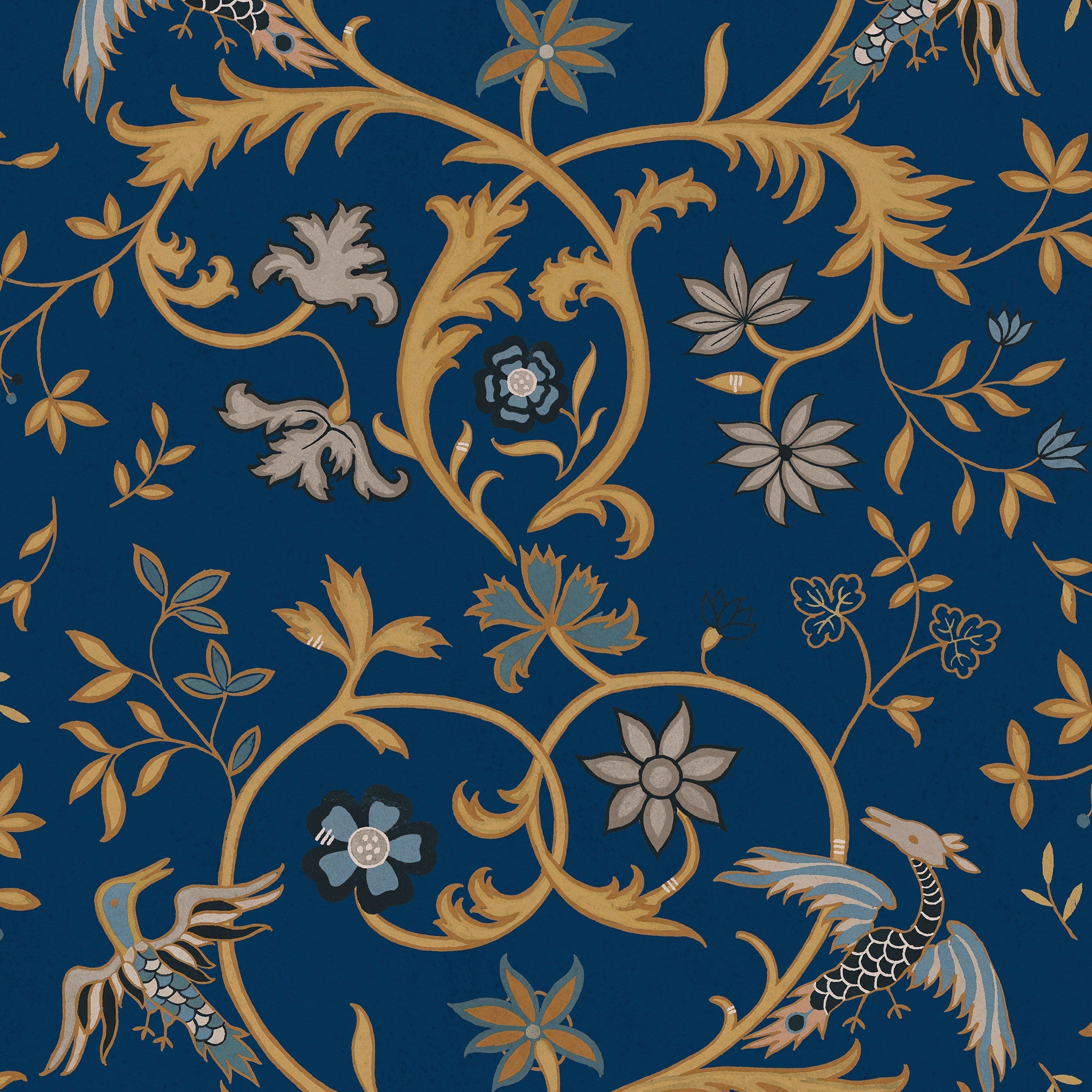 Antwerp Damask Sapphire Damaskus Wallpaper by Coordonné
