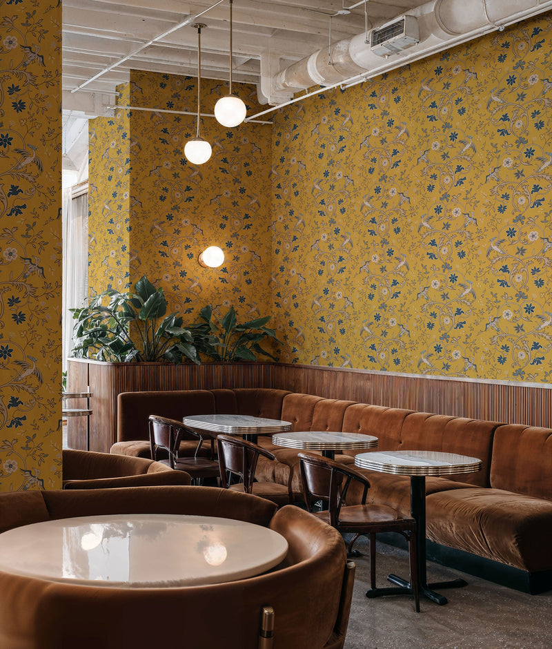 Antwerp Damask Mustard Damaskus Wallpaper by Coordonné