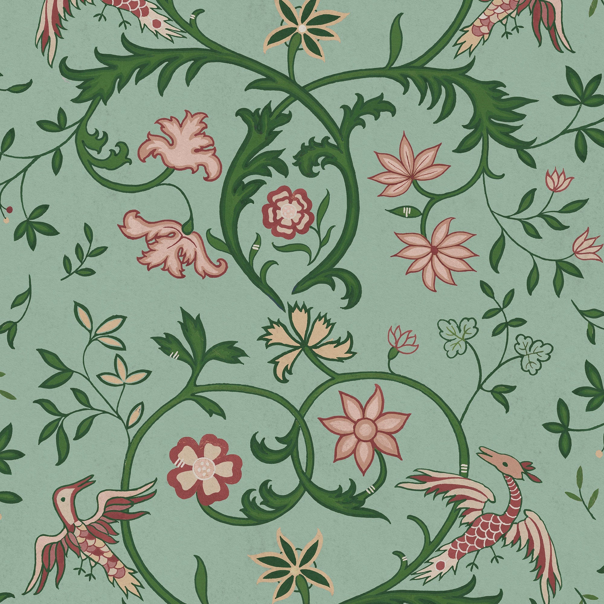 Antwerp Damask Sage Damaskus Wallpaper by Coordonné