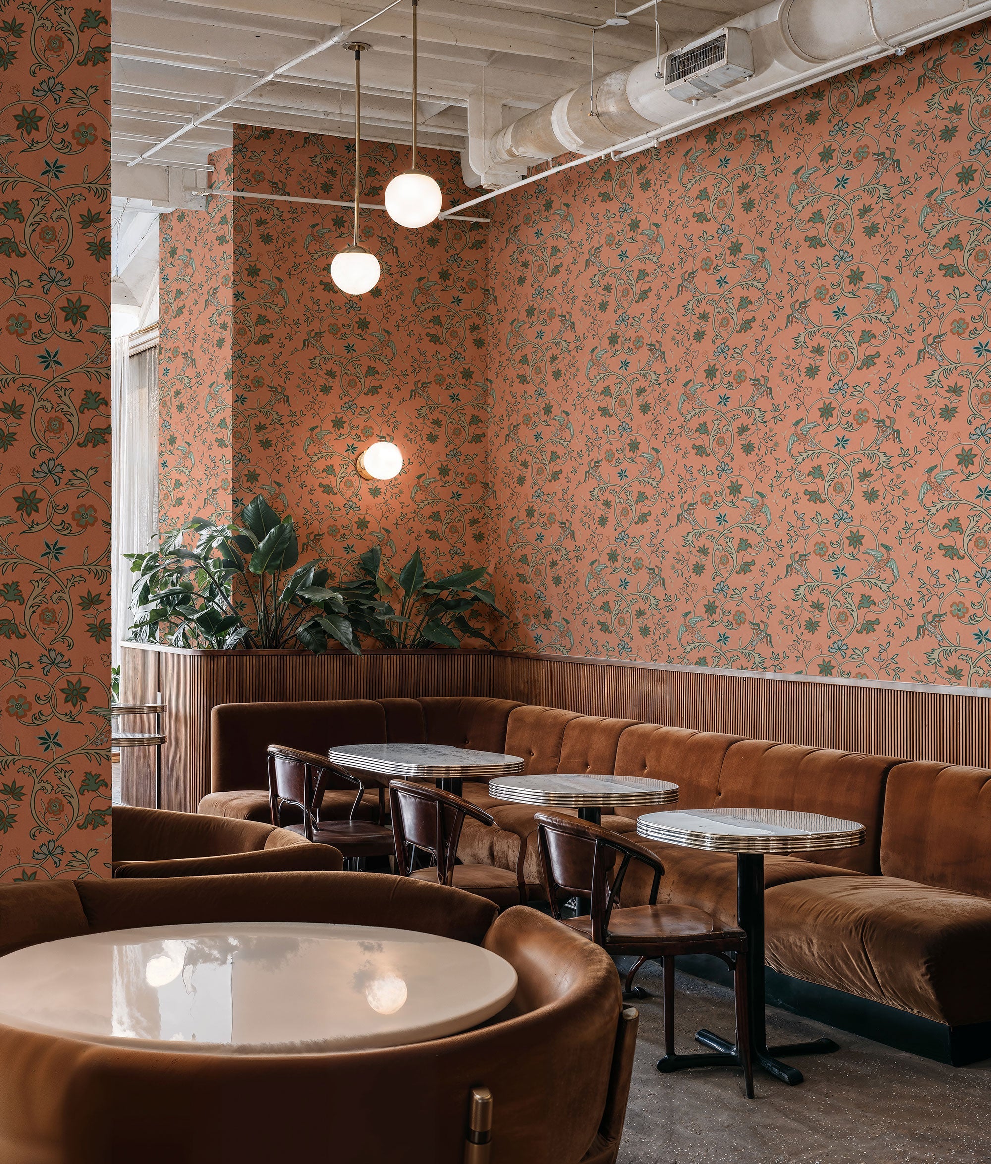 Antwerp Damask Peach Damaskus Wallpaper by Coordonné