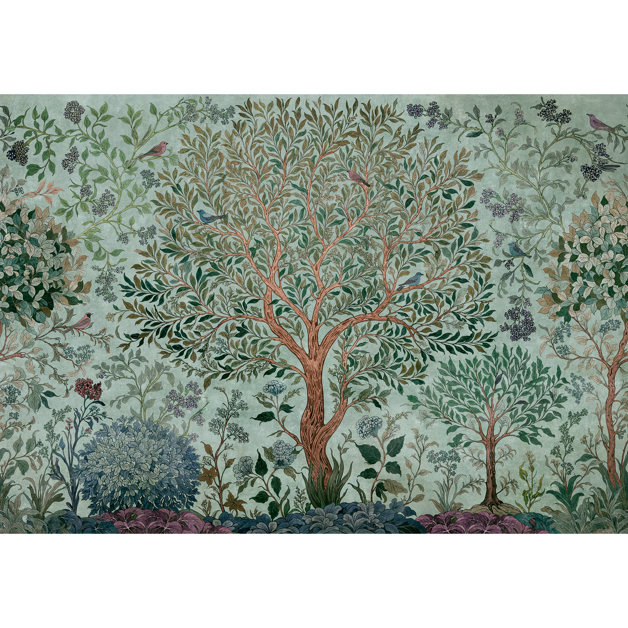 Varanasi Tree Sapphire Damaskus Mural by Coordonné (400x280cm)