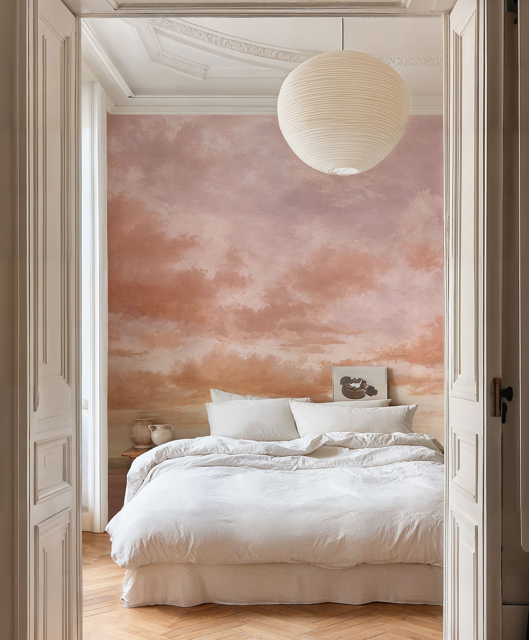 Cumulus Clouds Peach Damaskus Mural by Coordonné (400x280cm)