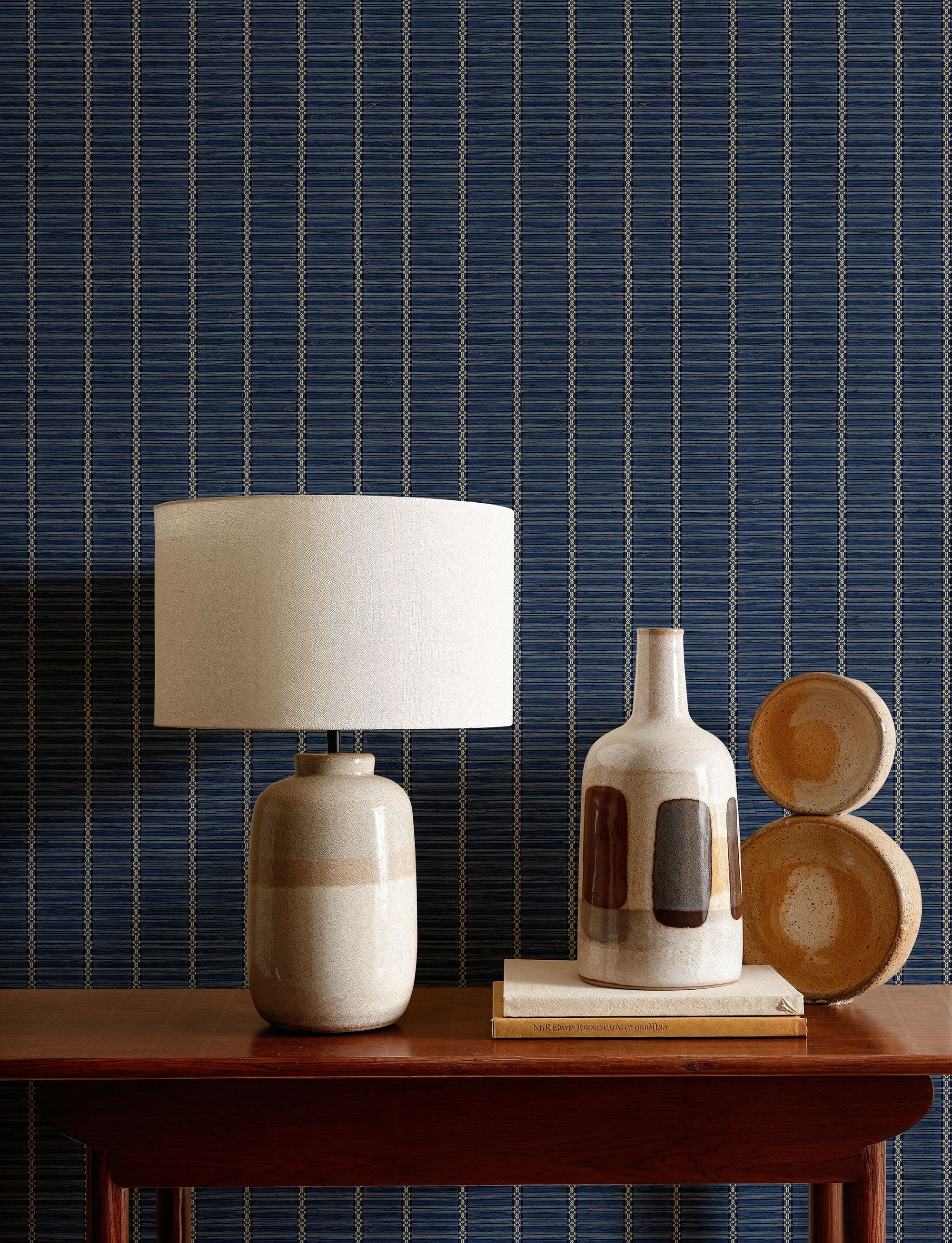 Estera Blue/Navy Raffias Eco Wallpaper by Coordonné