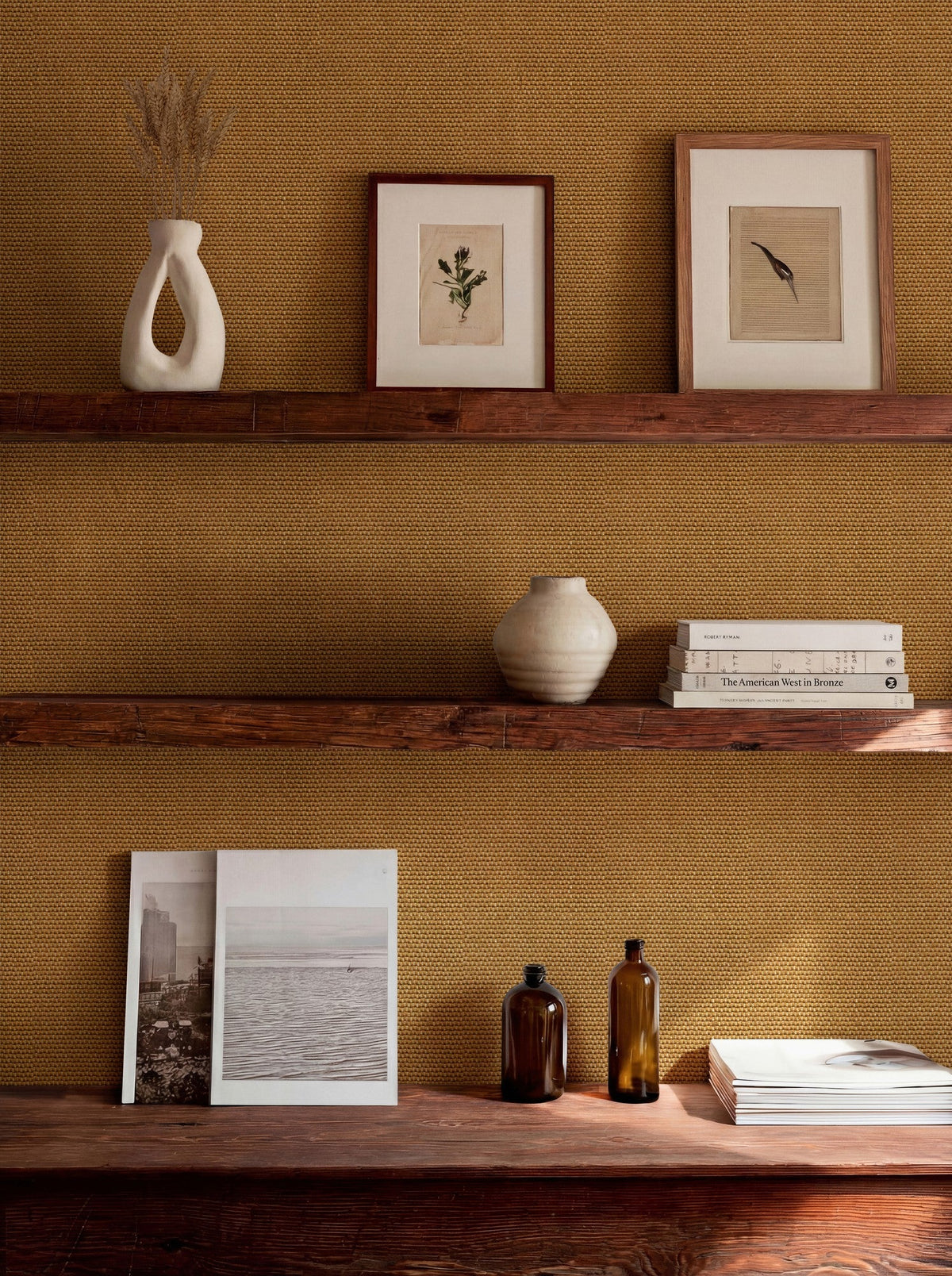 D00220 Yuca Yellow/Orange Raffias Eco Wallpaper by Coordonné