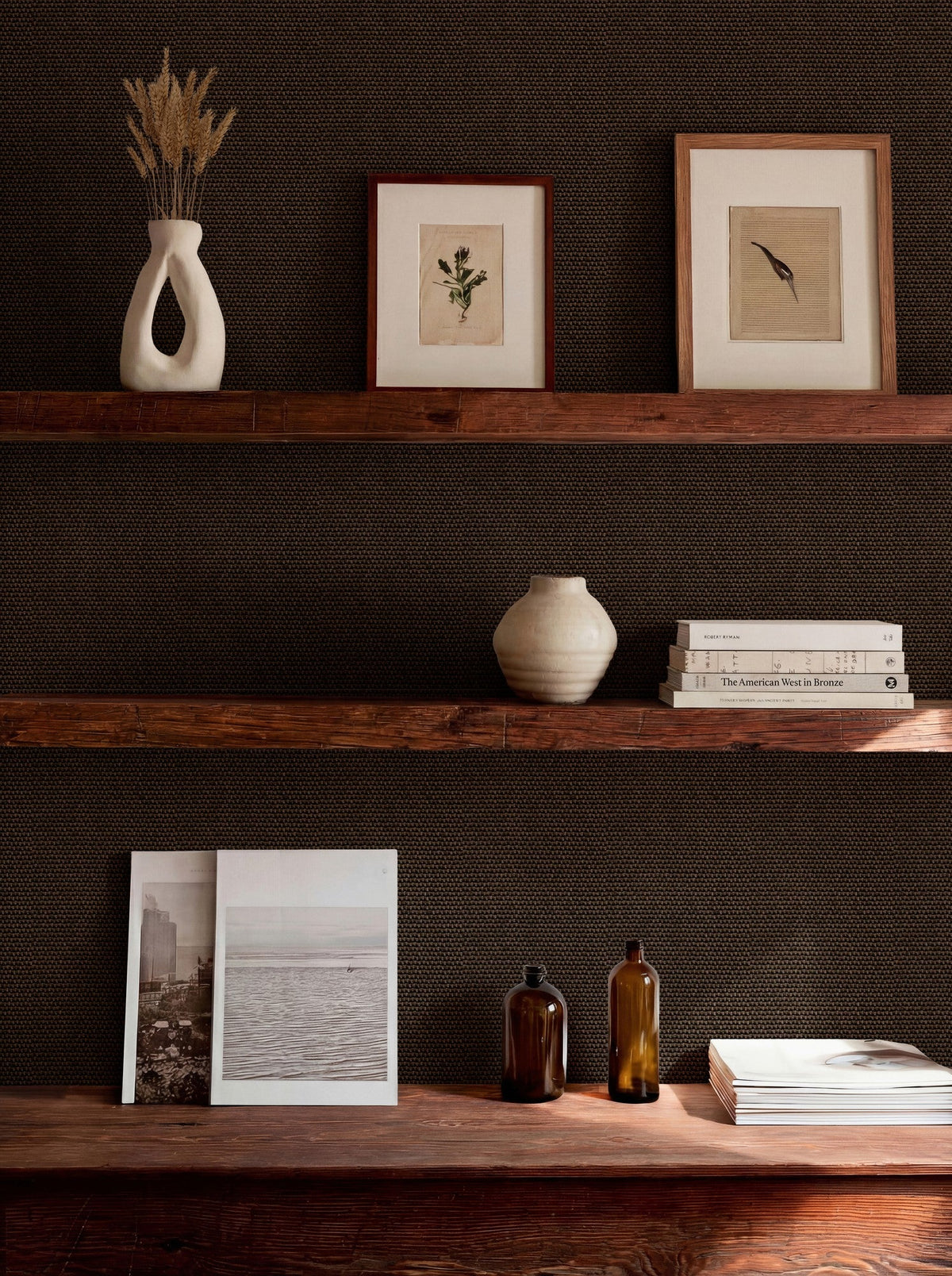 D00223 Yuca Brown 3 Raffias Eco Wallpaper by Coordonné