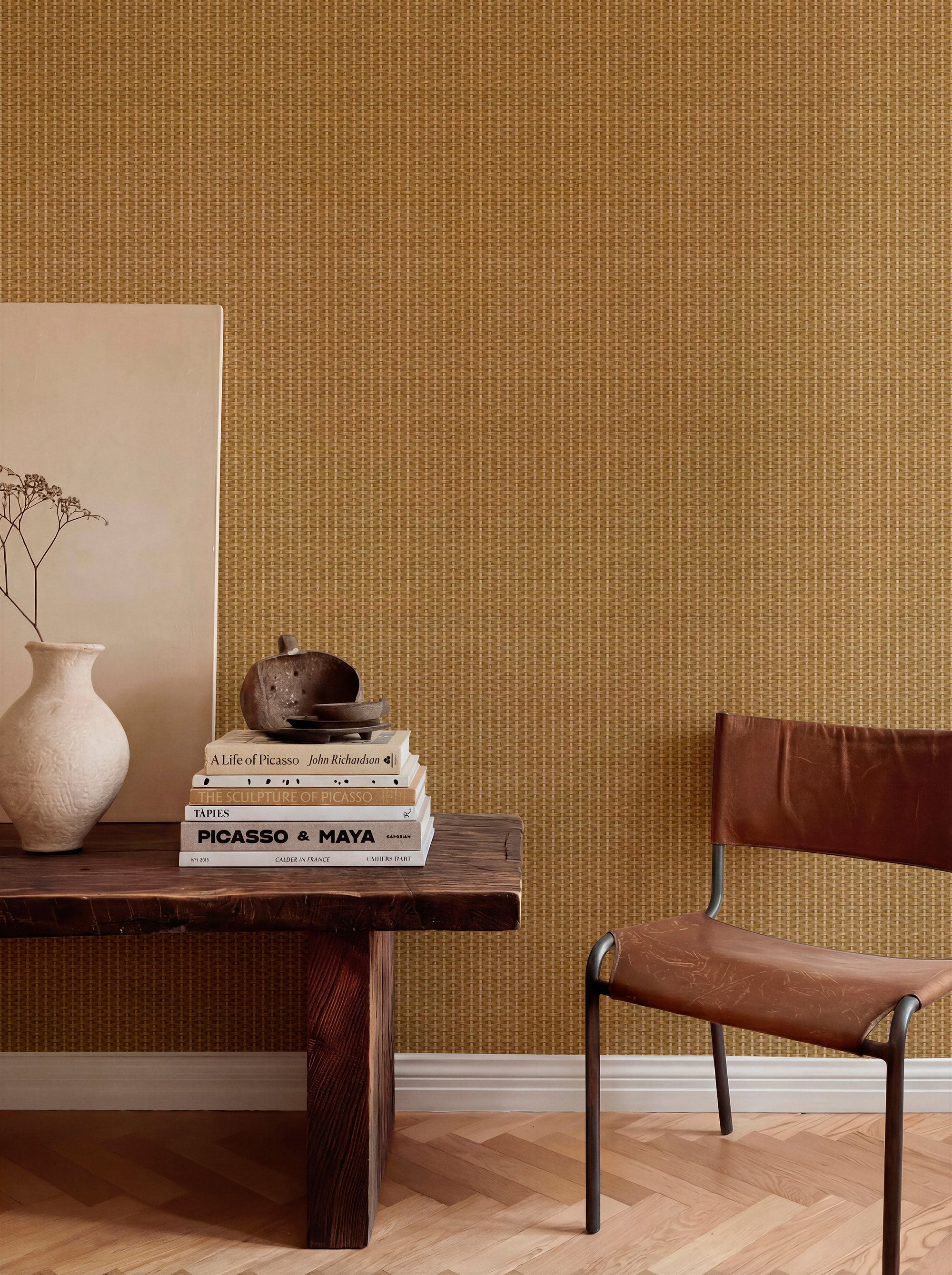 Kuba Yellow/Orange Raffias Eco Wallpaper by Coordonné