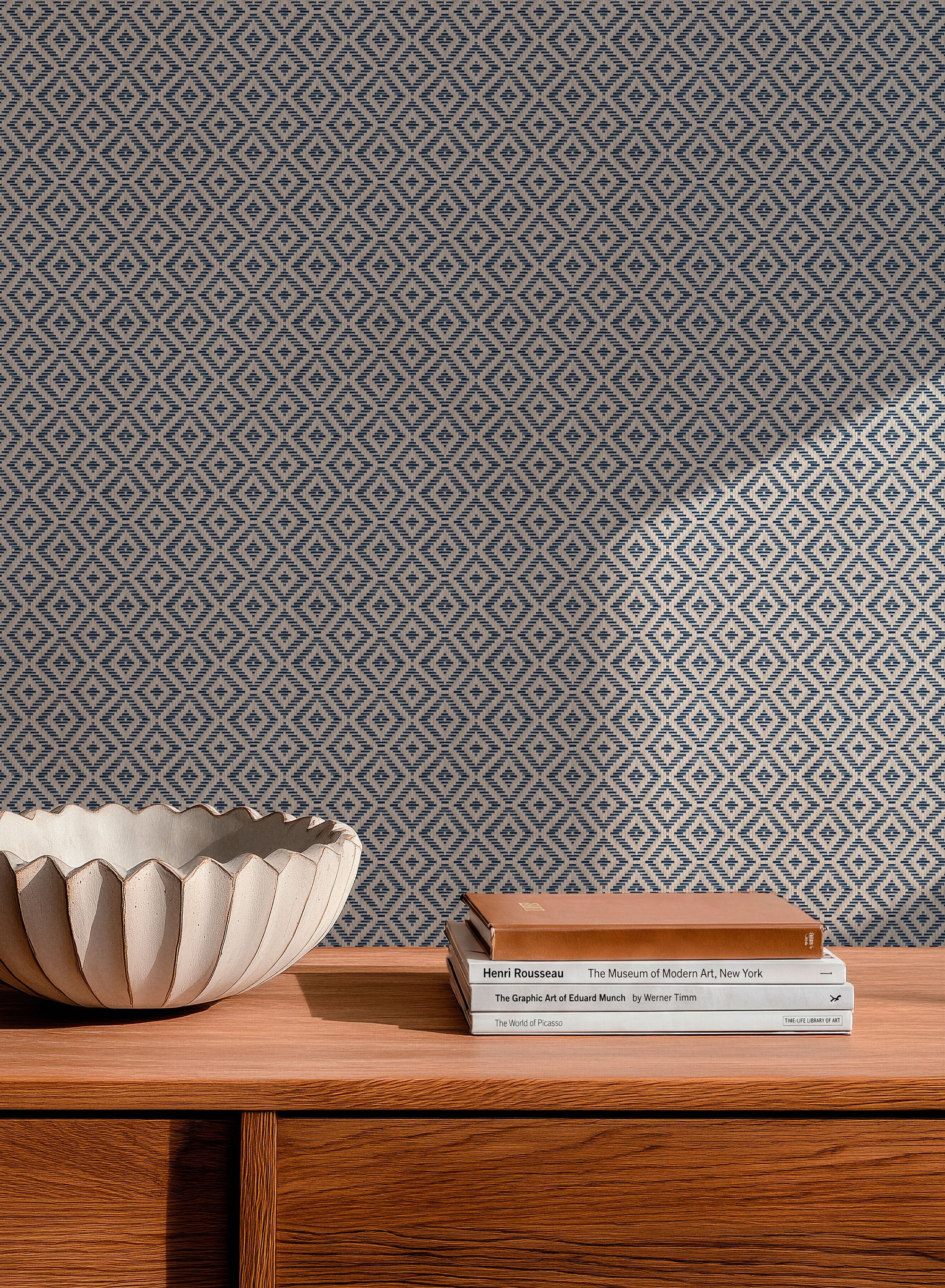 Mimbre Blue/Navy Raffias Eco Wallpaper by Coordonné