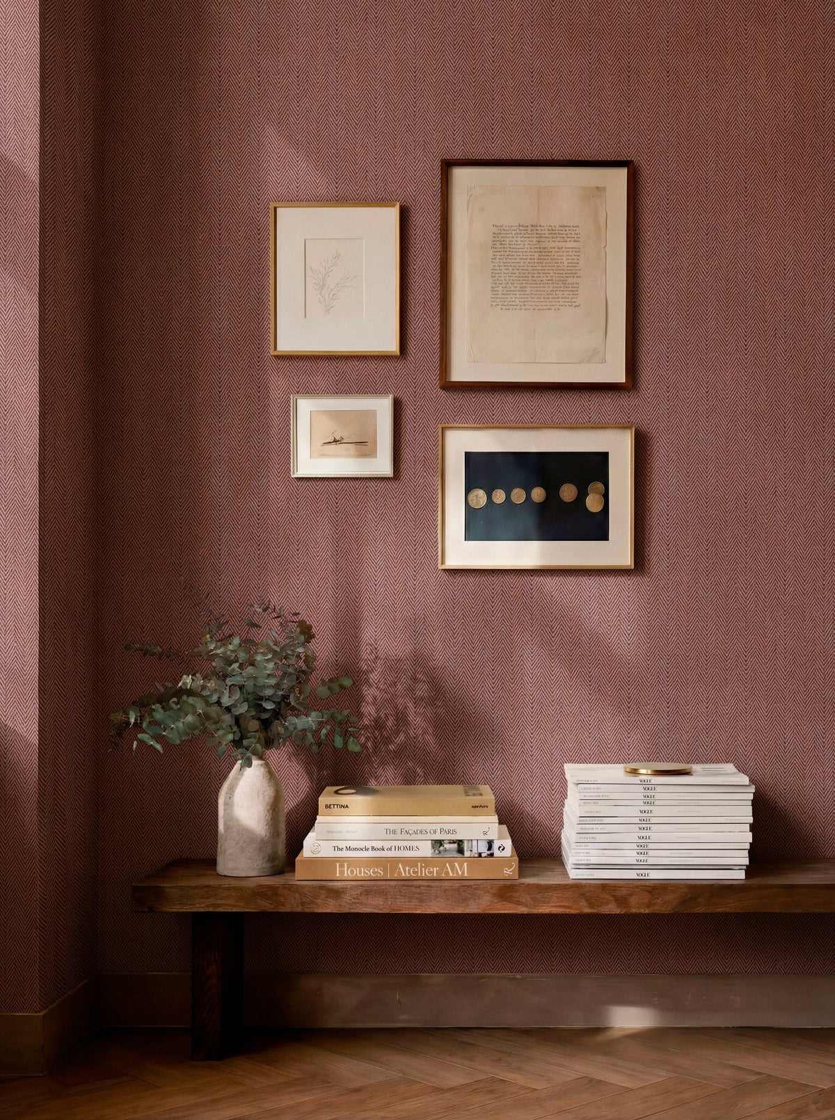 D00254 Espiguilla Red/Wine Raffias Eco Wallpaper by Coordonné