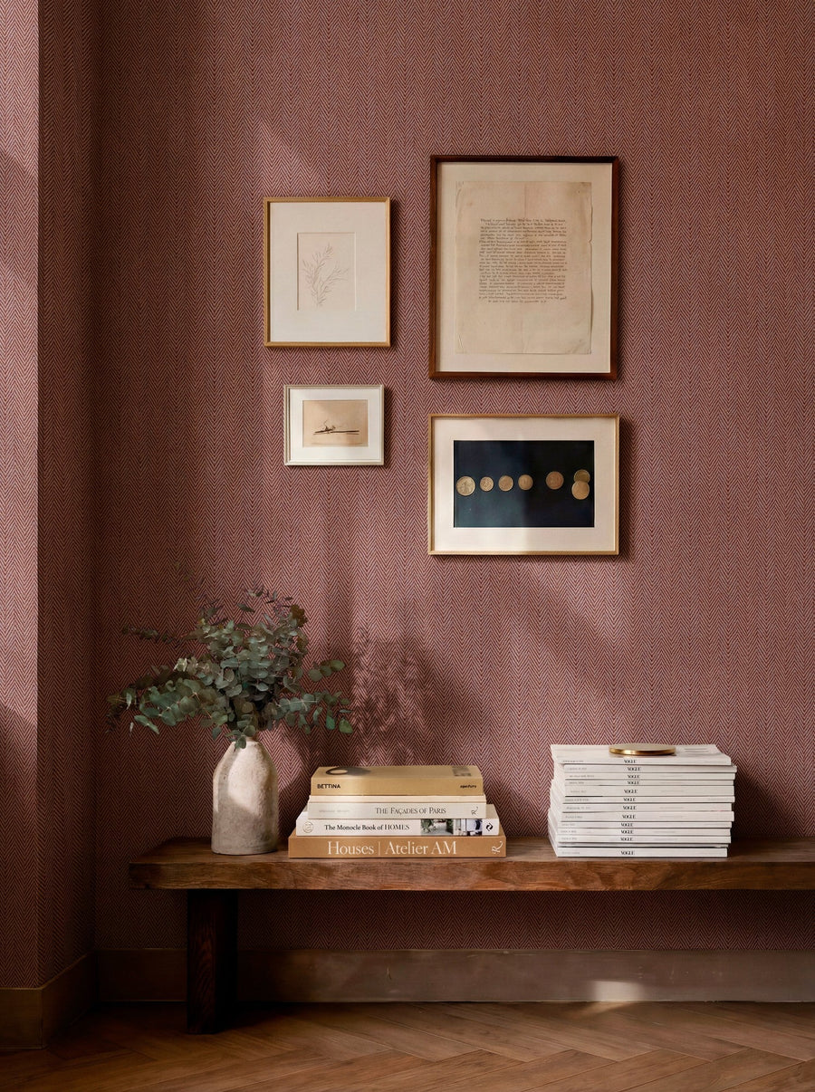 D00254 Espiguilla Red/Wine Raffias Eco Wallpaper by Coordonné