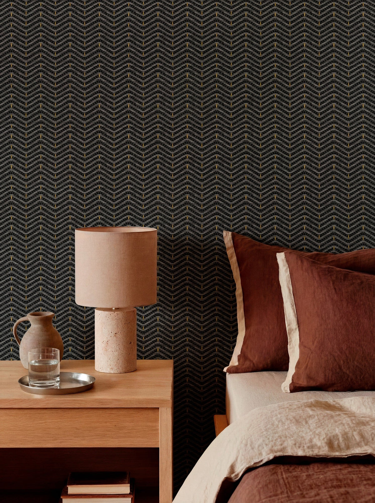D00266 Zigzagueo Black 2 Raffias Eco Wallpaper by Coordonné