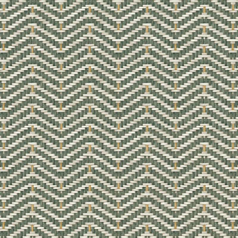 Zigzagueo Green Raffias Eco Wallpaper by Coordonné