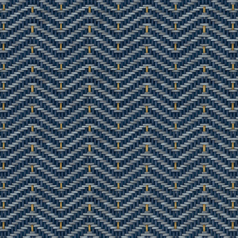 Zigzagueo Blue/Navy Raffias Eco Wallpaper by Coordonné