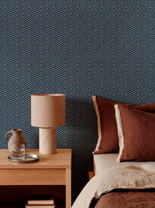 D00268 Zigzagueo Blue/Navy Raffias Eco Wallpaper by Coordonné