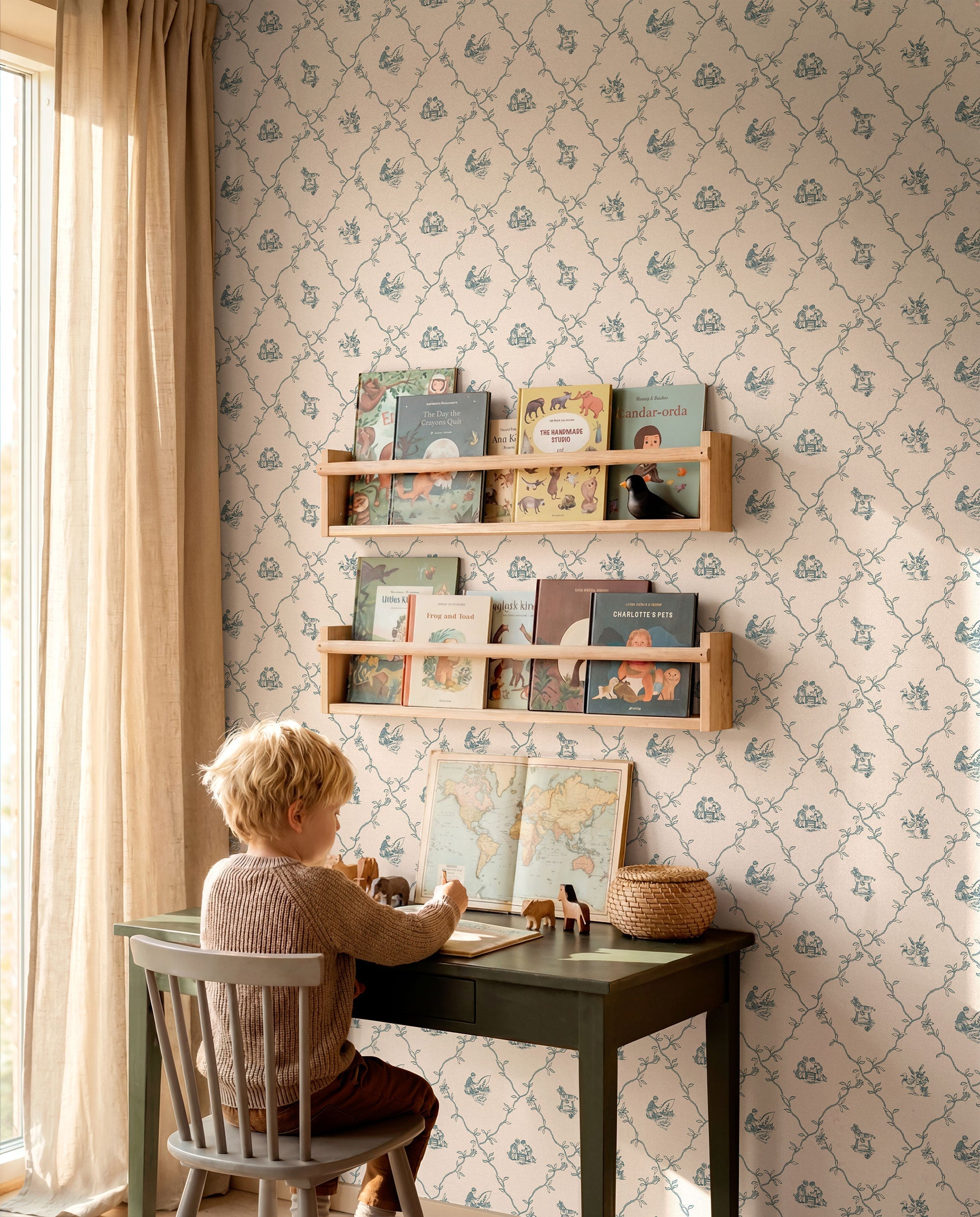 Scenes Indigo BB Kids Wallpaper by Coordonné
