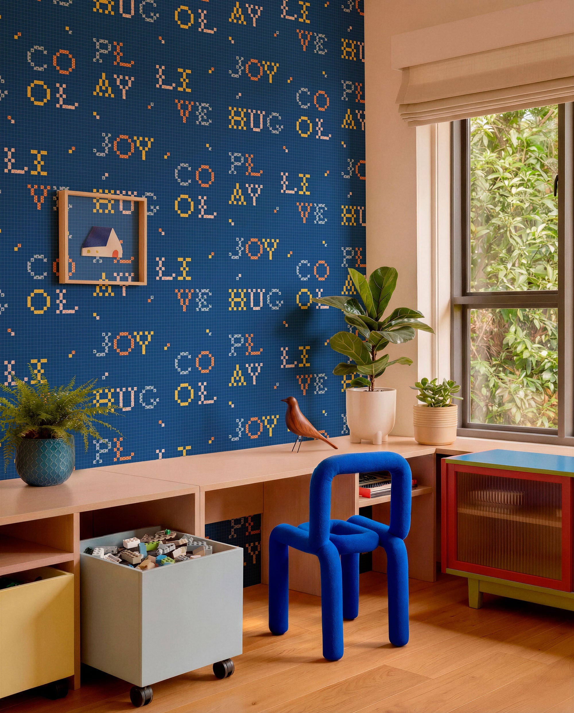 Wordplay Indigo BB Kids Wallpaper by Coordonné