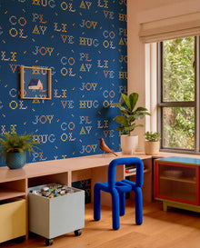 Wordplay Indigo BB Kids Wallpaper by Coordonné