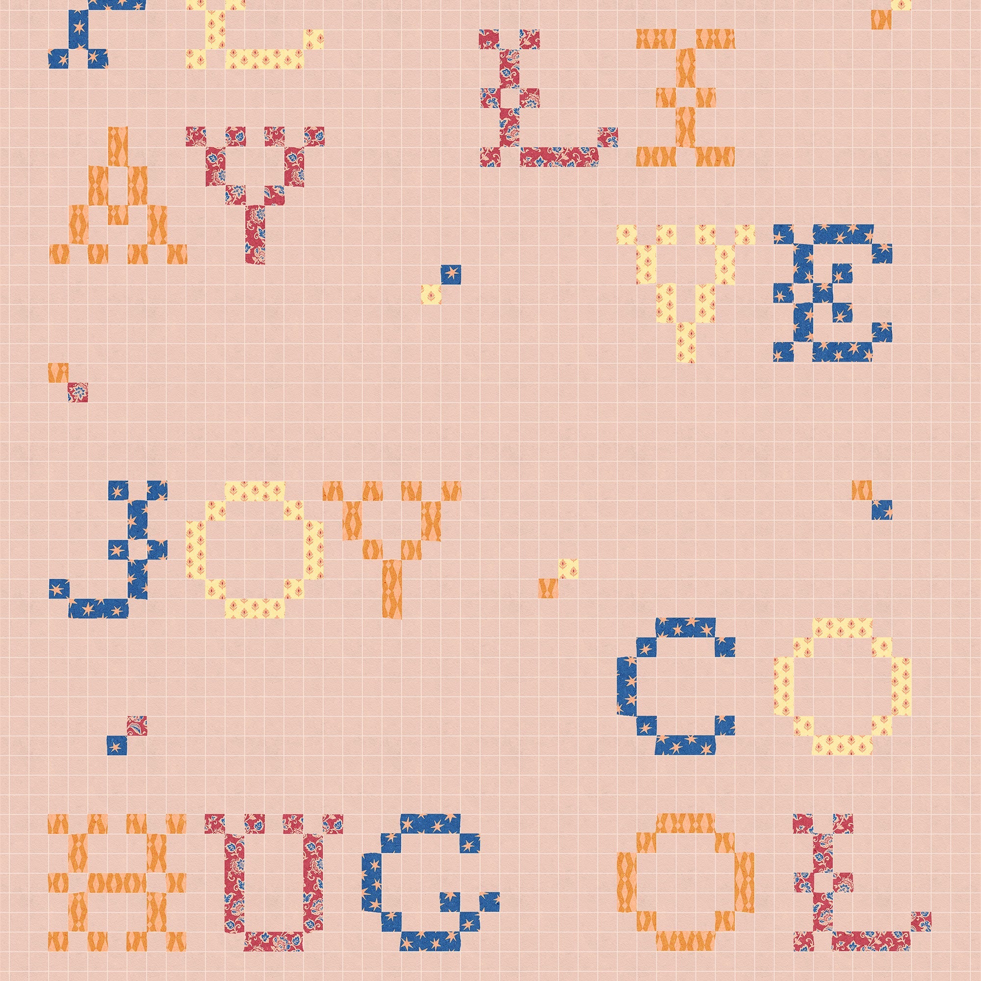 Wordplay Peach BB Kids Wallpaper by Coordonné