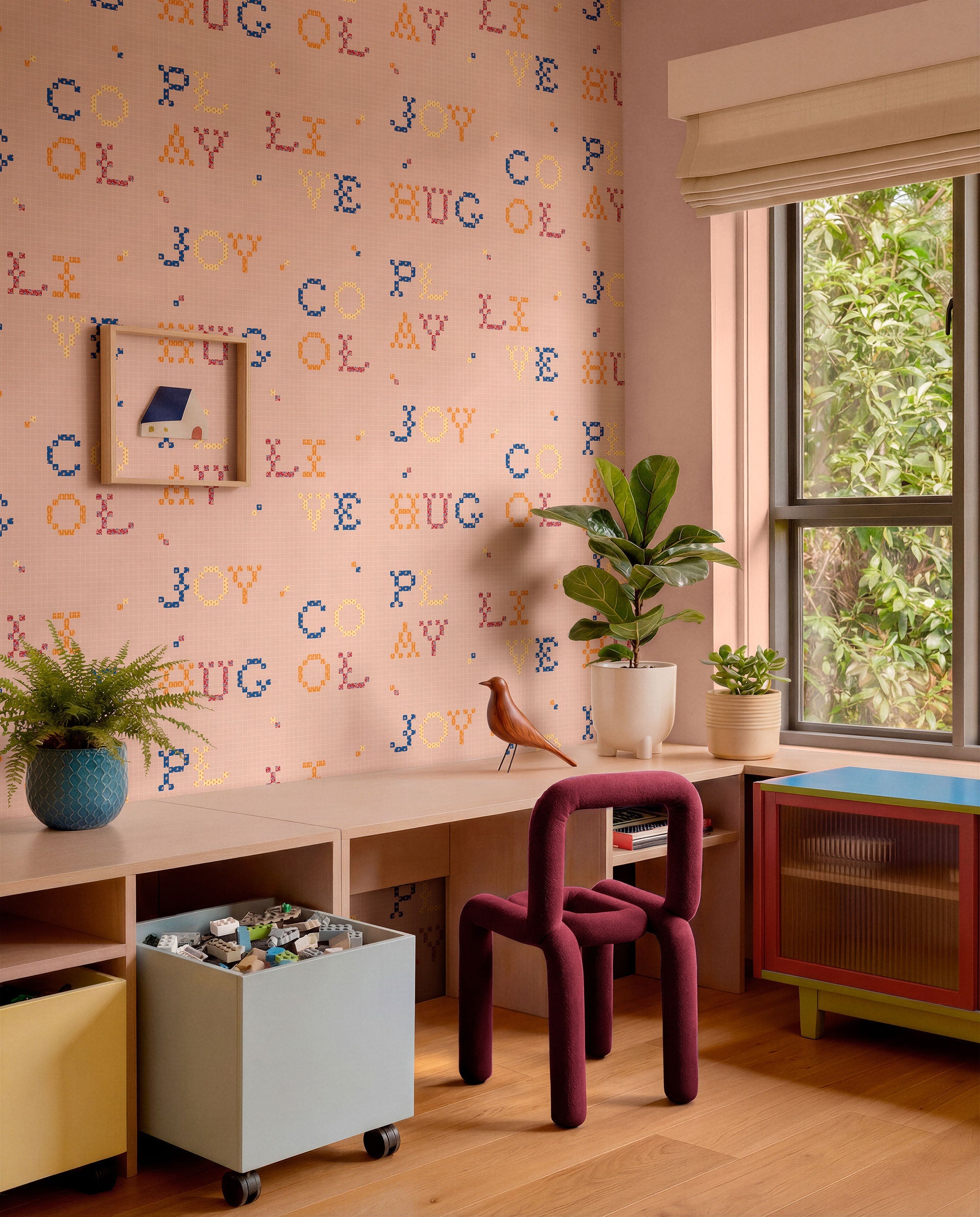 Wordplay Peach BB Kids Wallpaper by Coordonné