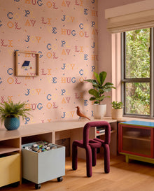Wordplay Peach BB Kids Wallpaper by Coordonné