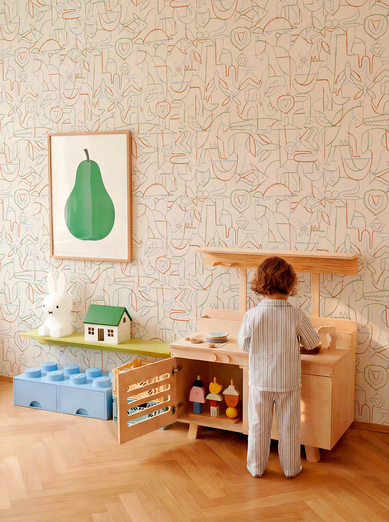 Animalia Mint BB Kids Wallpaper by Coordonné