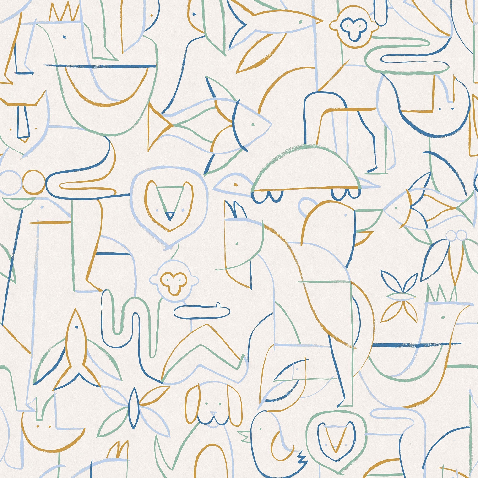 Animalia Indigo BB Kids Wallpaper by Coordonné